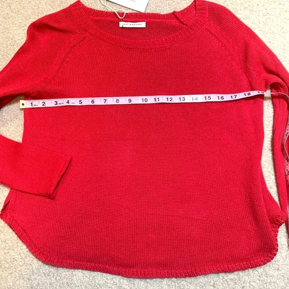 Just Madison Lightweight Red Knit Linen Blend Sweater Women Medium - Picture 5 of 6